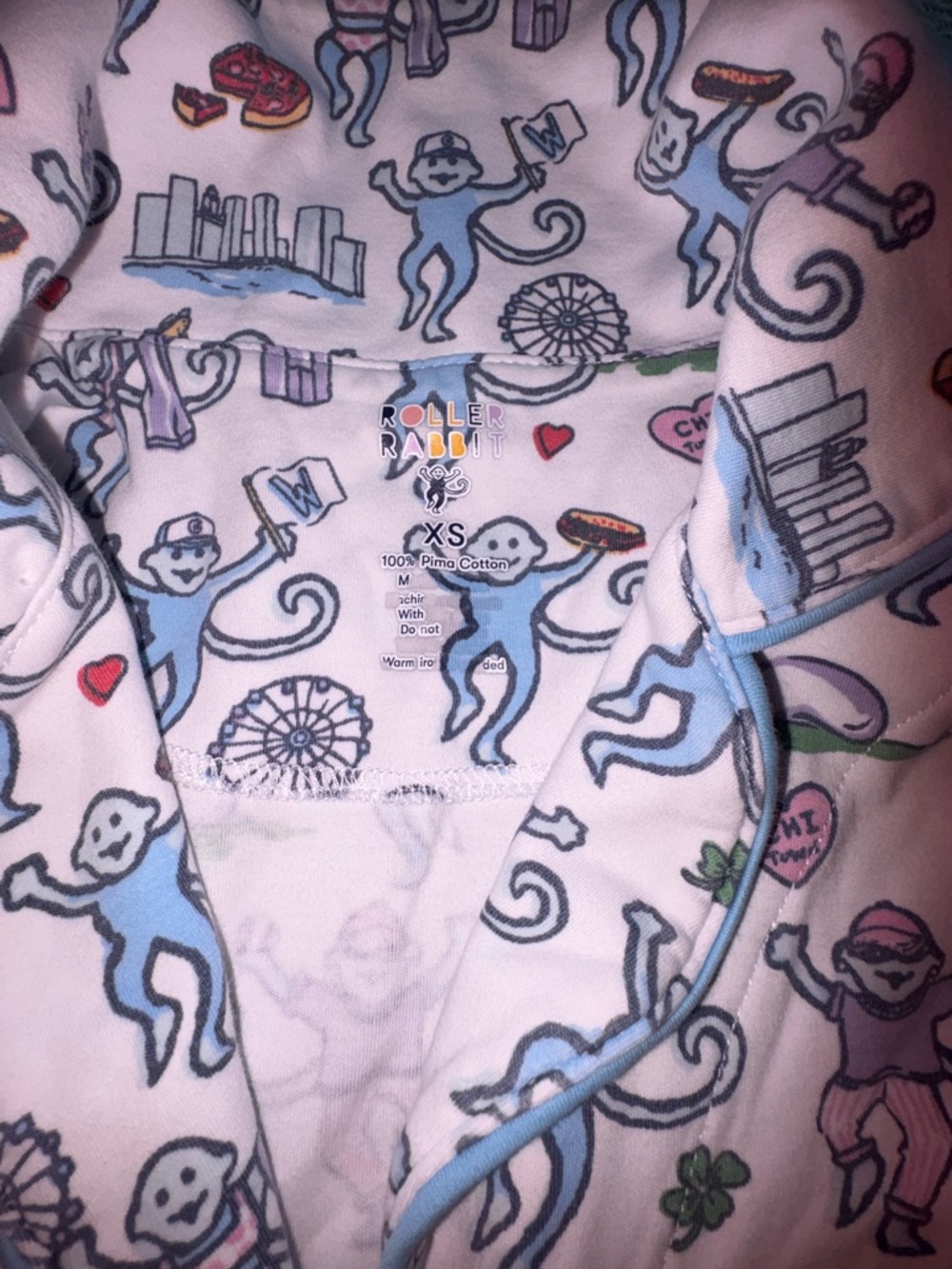 Roller Rabbit XS Pima Cotton Chicago Print Pajama Top -